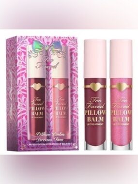 New Too Faced Pillow Balm Dream Duo Hydrating Lip Treatment - Pink & Berry